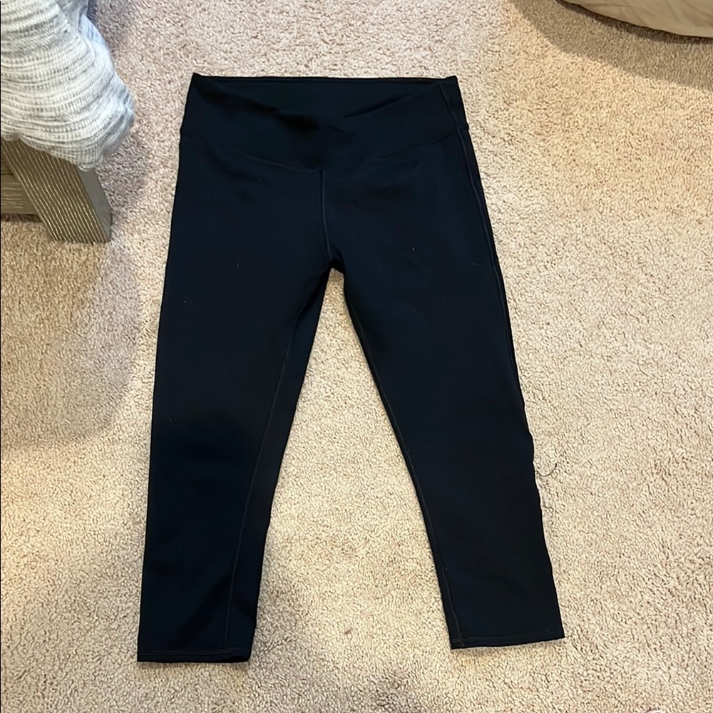 Fabletics Black Leggings with Wide Waistband and Matte Finish
